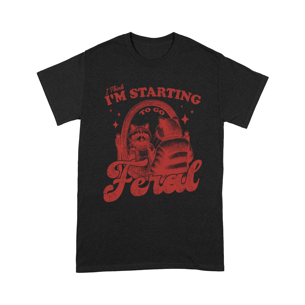 Raccoon in Mirror L Red Comfort T-shirt
