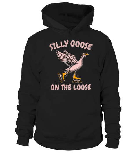 Goose Playing Retro Rollerblade D Pink dot Hoodie Unisex