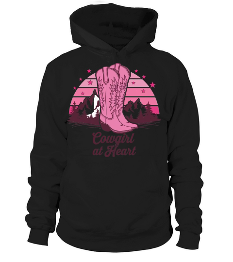 Pink Cowgirl At Heart Boot Tee Hoodie Unisex