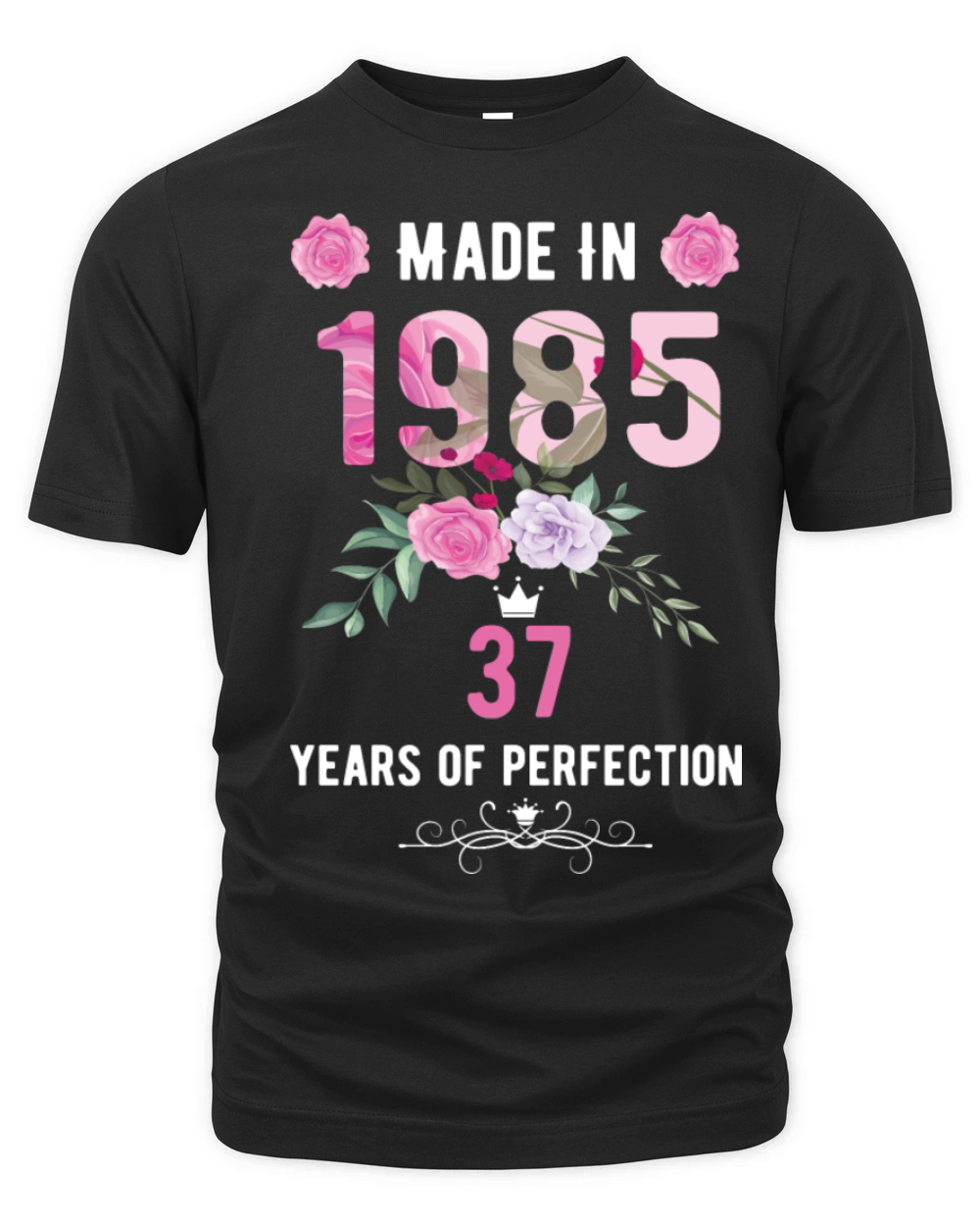 Made In 1985 Floral 37 Year Old 37th Birthday Gift Organic Unisex T-shirt