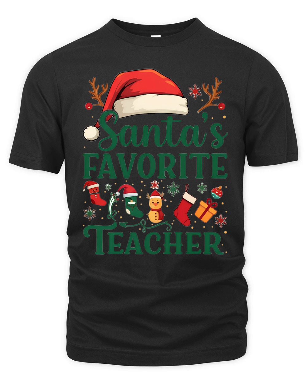 Santas Favorite Teacher 9 Organic Unisex T-shirt
