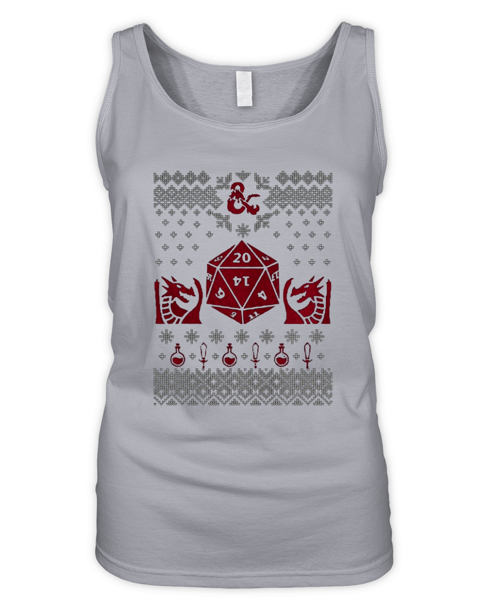 20 Sided Dice D20 Ugly Christmas Organic Women's Tank Top
