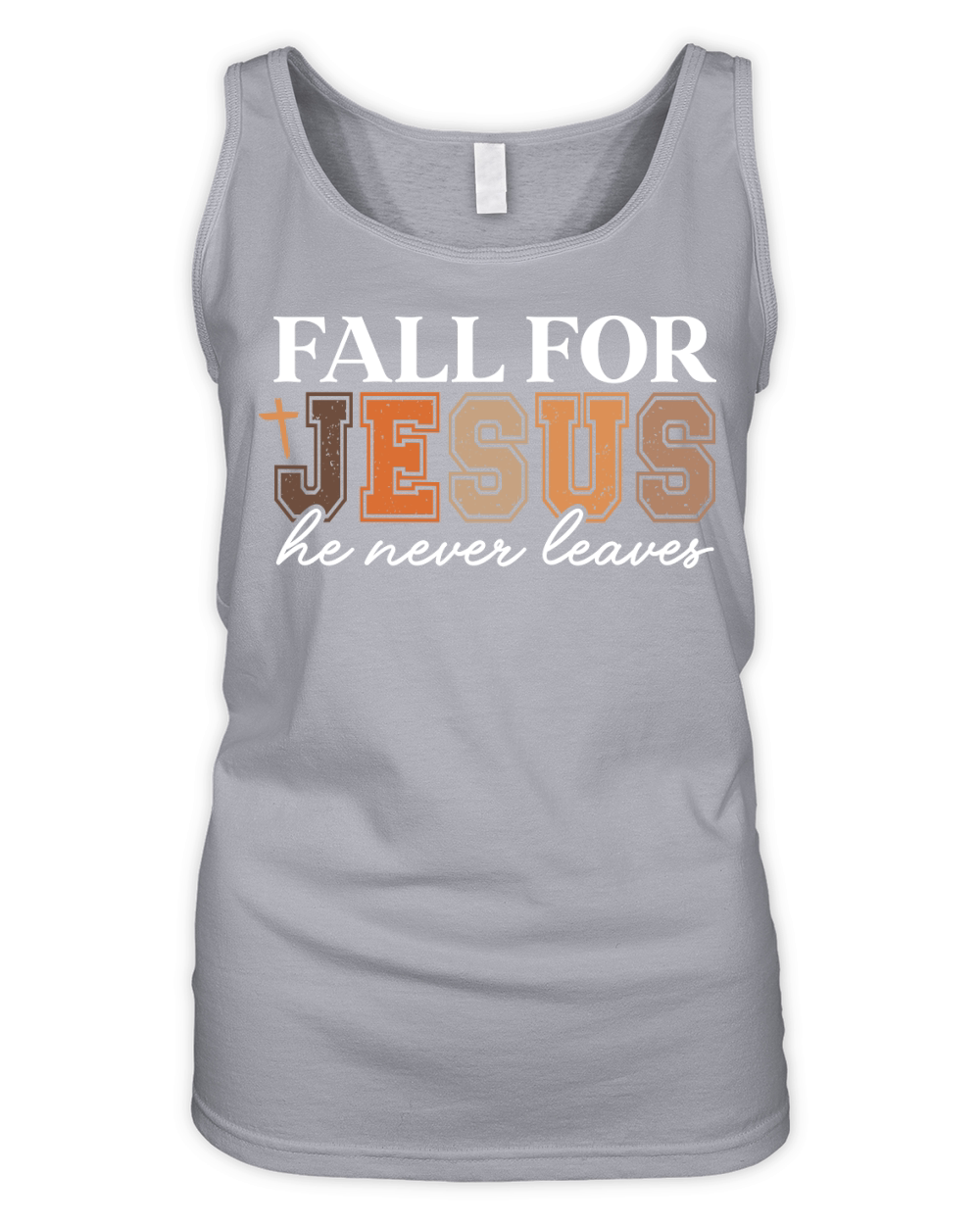 Fall for Jesus He Never Leaves white Organic Women's Tank Top
