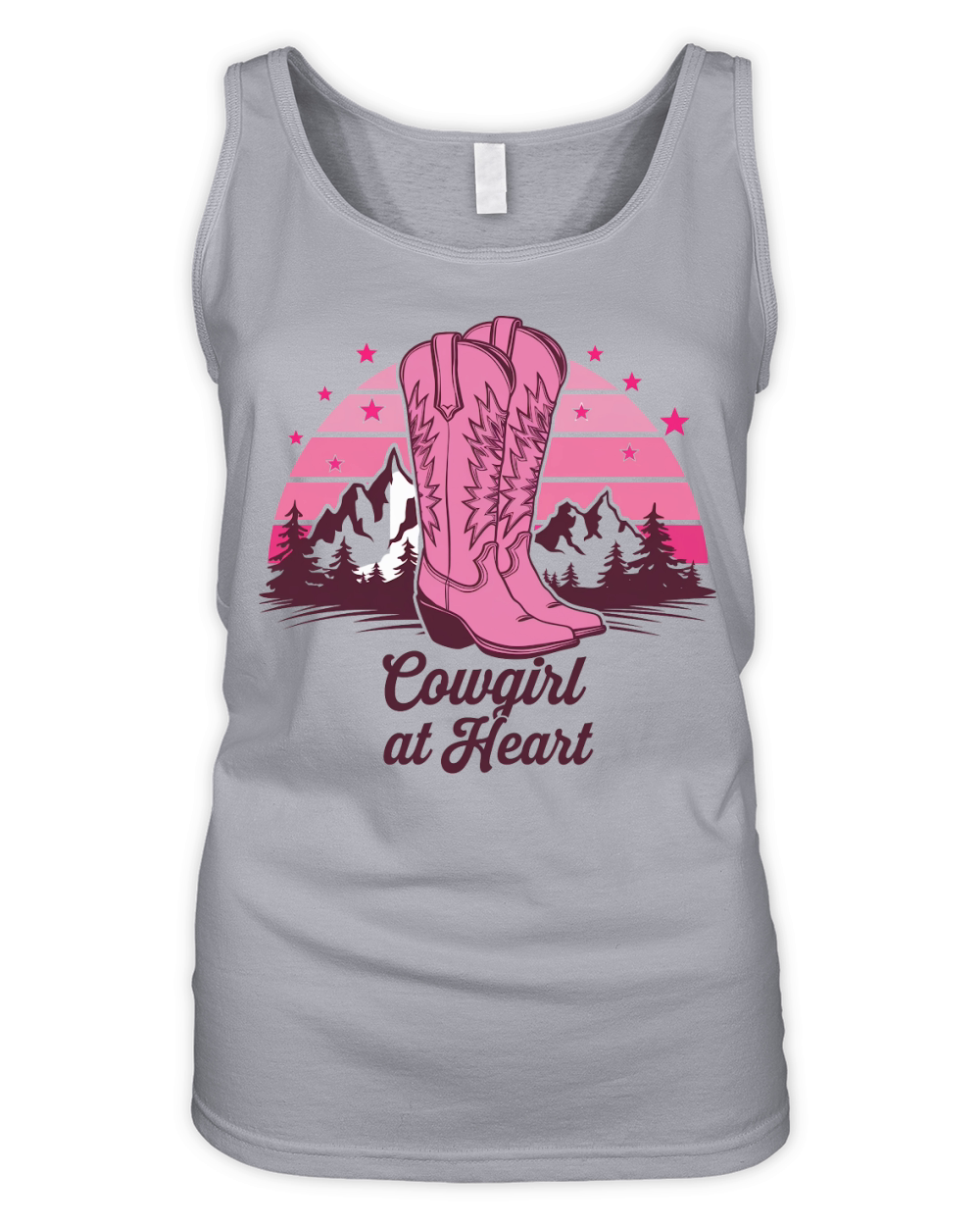 Pink Cowgirl At Heart Boot Tee Organic Women's Tank Top