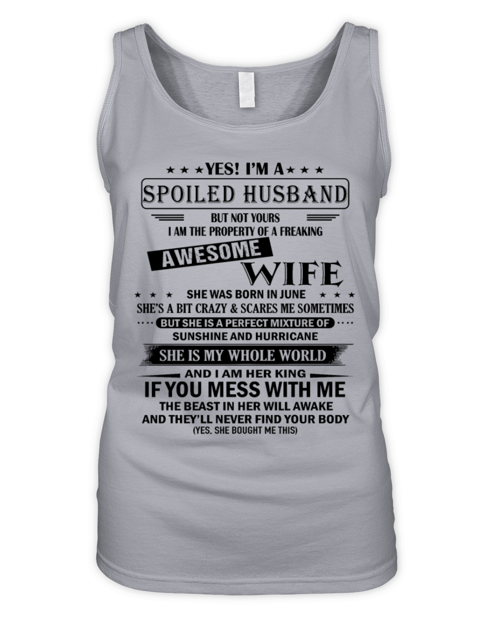 Spoiled Husband Have Awesome wife Born in June Organic Women's Tank Top