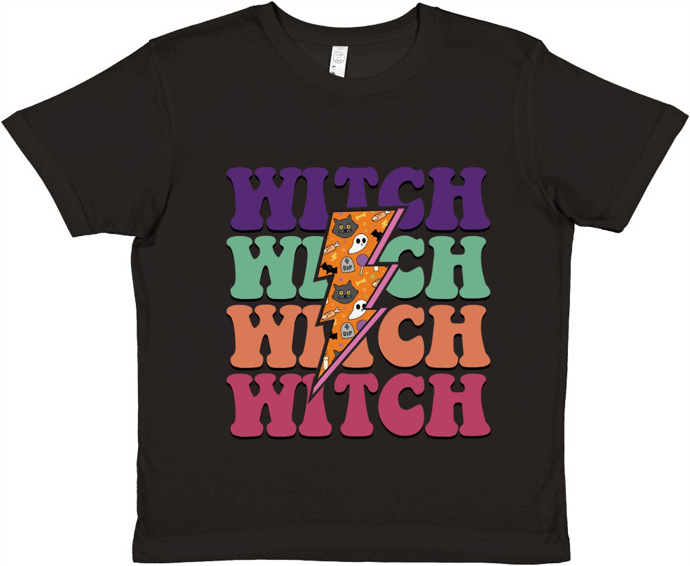 Halloween Witch Retro Groovy Vintage Premium Kids Crewneck T-shirt