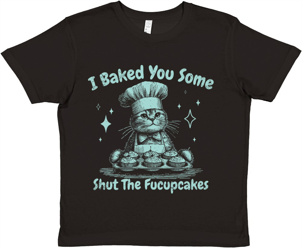 I Baked You Some Fucupcakes Cat D Green GR Premium Kids Crewneck T-shirt
