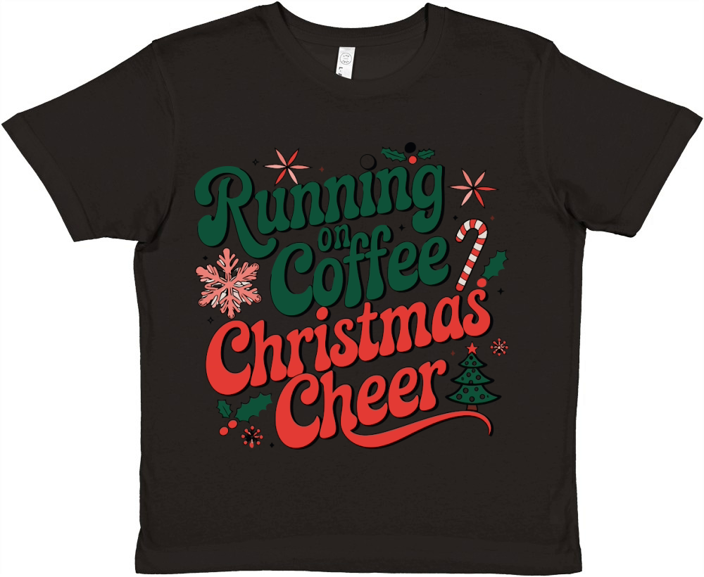 Running On Coffee Christmas Cheer Premium Kids Crewneck T-shirt