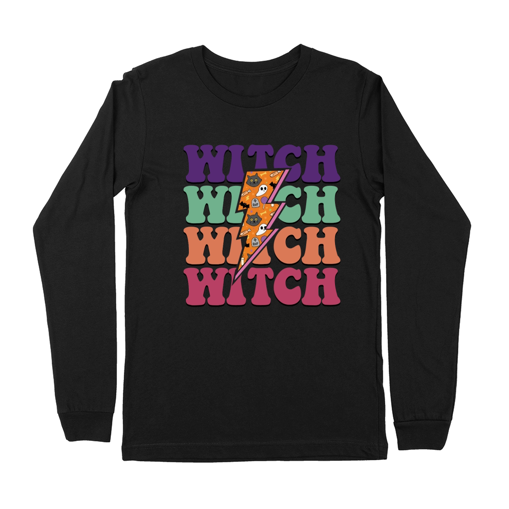Halloween Witch Retro Groovy Vintage Premium Long Sleeve