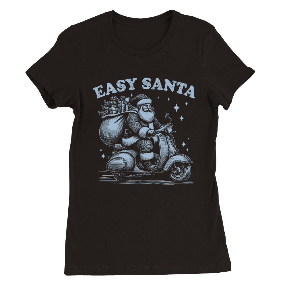 Easy Santa Riding Scooter D Grey Premium Womens Crewneck T-shirt