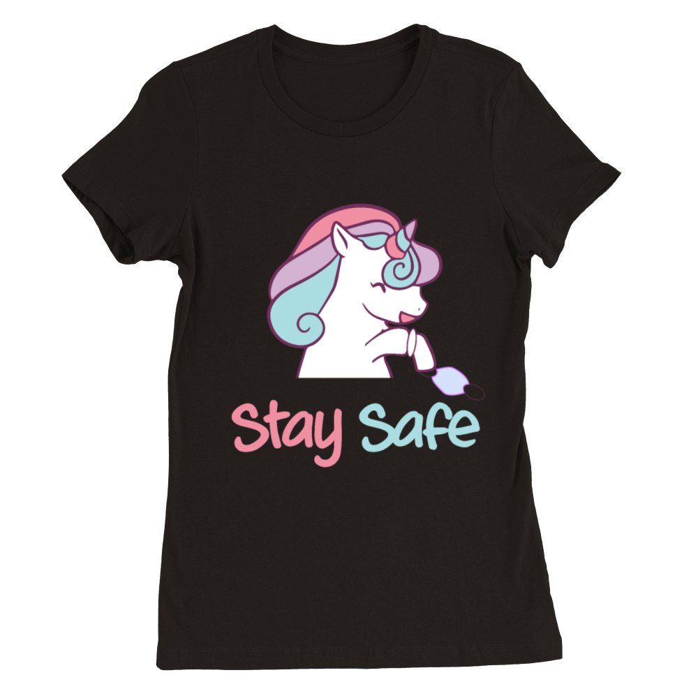 unicorn stay safe Premium Womens Crewneck T-shirt