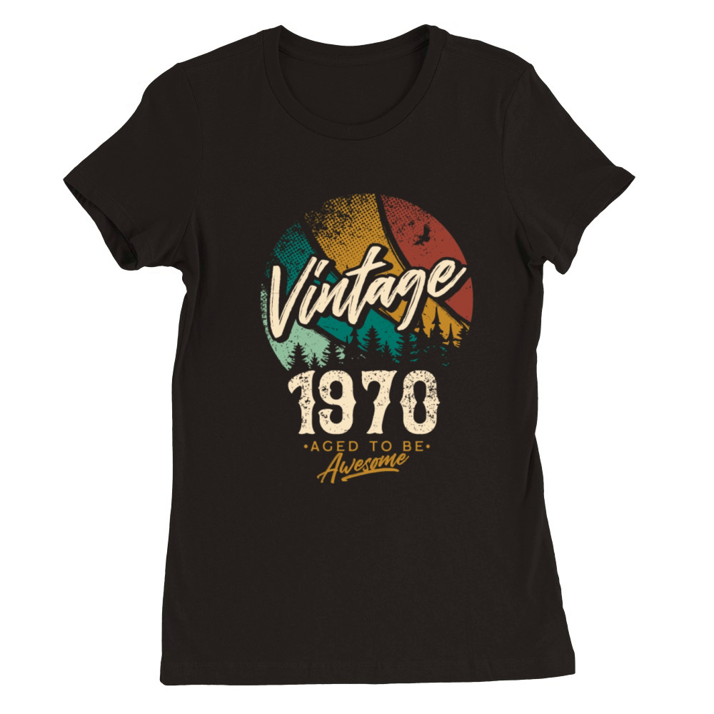 Vintage 1970 birthday gifts for men women bday Premium Womens Crewneck T-shirt