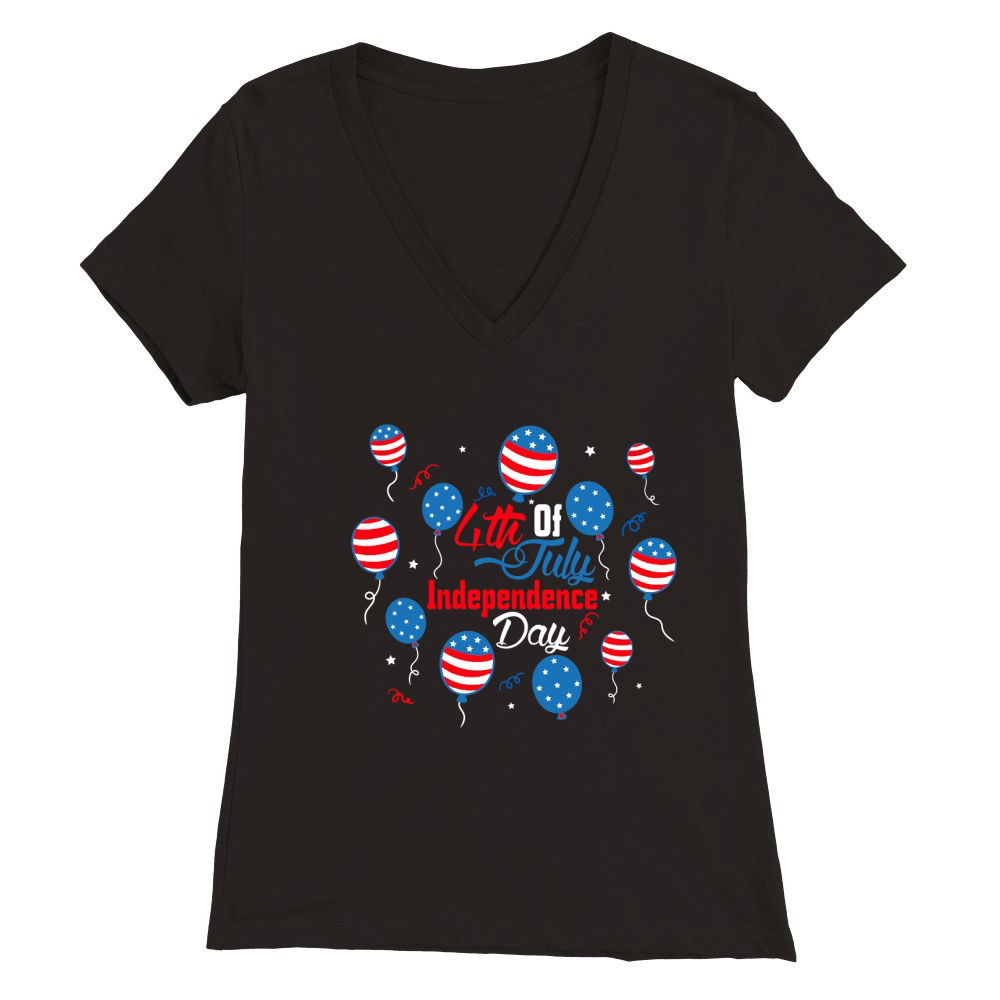 4th of July Independence Day 04 Premium Womens V-Neck T-shirt