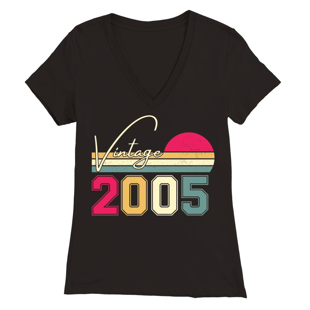 Birthday  Vintage Classic Born In 2005 Premium Womens V-Neck T-shirt
