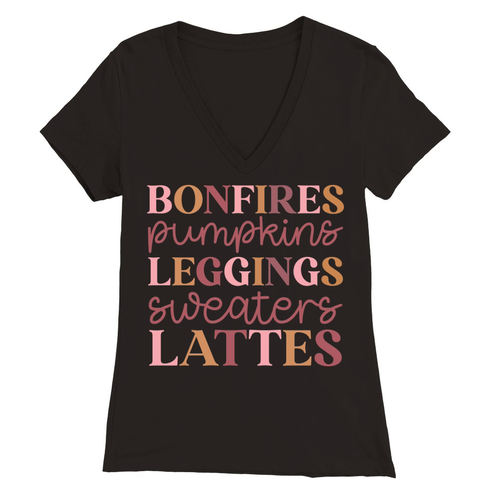 bonfires pumpkins t shirt design Premium Womens V-Neck T-shirt