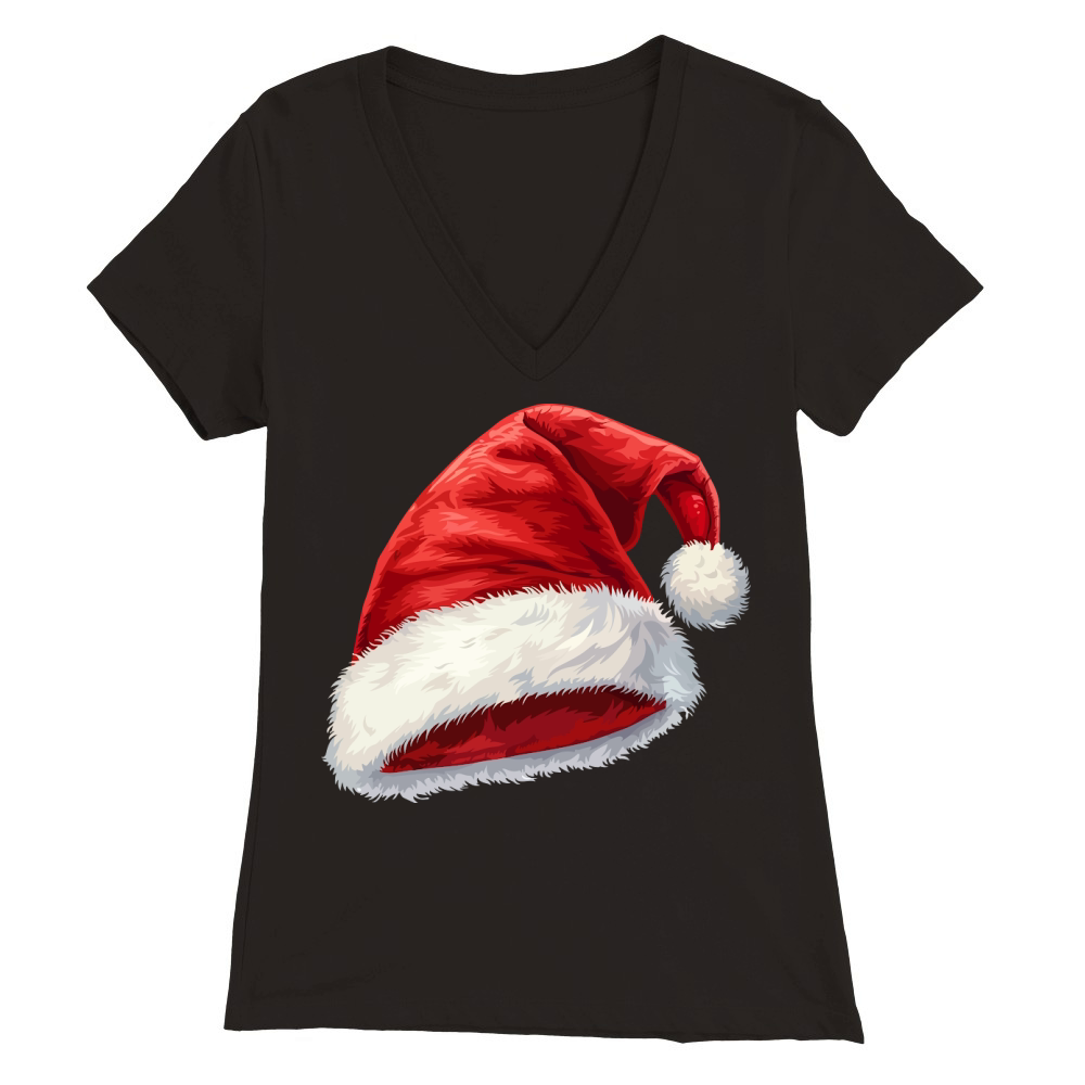 Christmas Santa Hat 02 Premium Womens V-Neck T-shirt