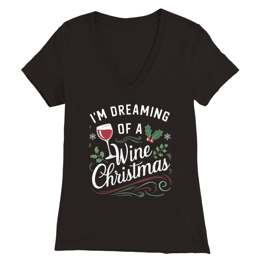 Im Dreaming Of A Wine Christmas Premium Womens V-Neck T-shirt