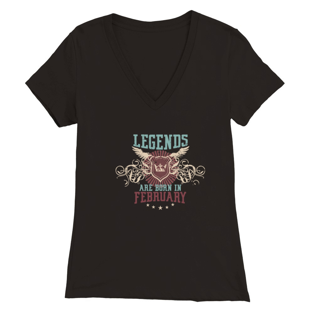 Legends are born in february Premium Womens V-Neck T-shirt