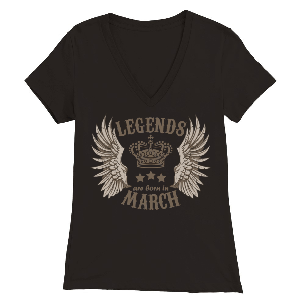 Legends Are Born In March Premium Womens V-Neck T-shirt