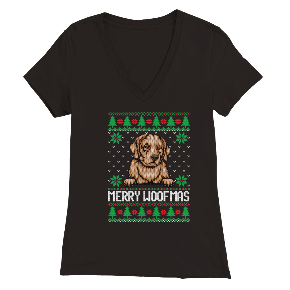 Merry Woofmas ugly Christmas Premium Womens V-Neck T-shirt