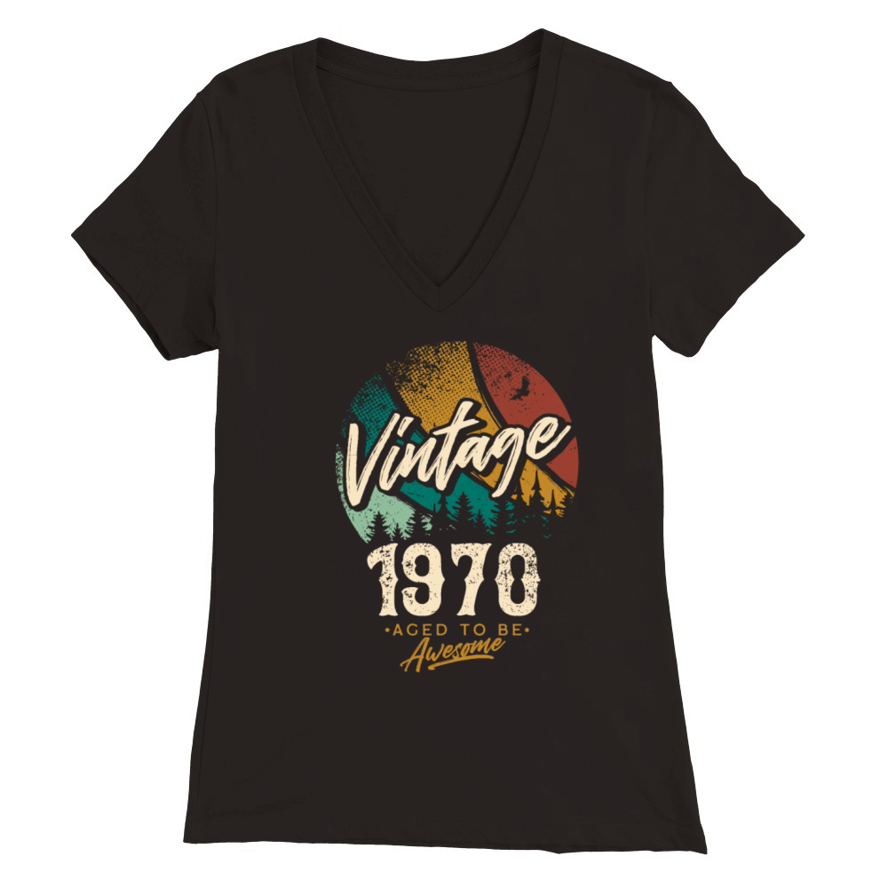 Vintage 1970 birthday gifts for men women bday Premium Womens V-Neck T-shirt