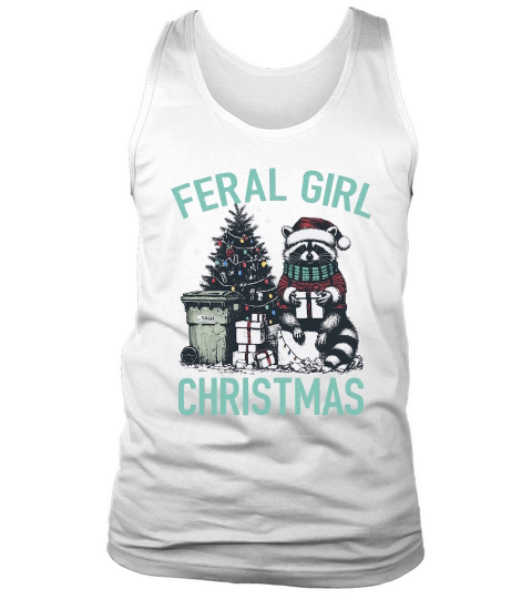 Feral Girl Christmas Raccoon D Color Green Tank Top Unisex