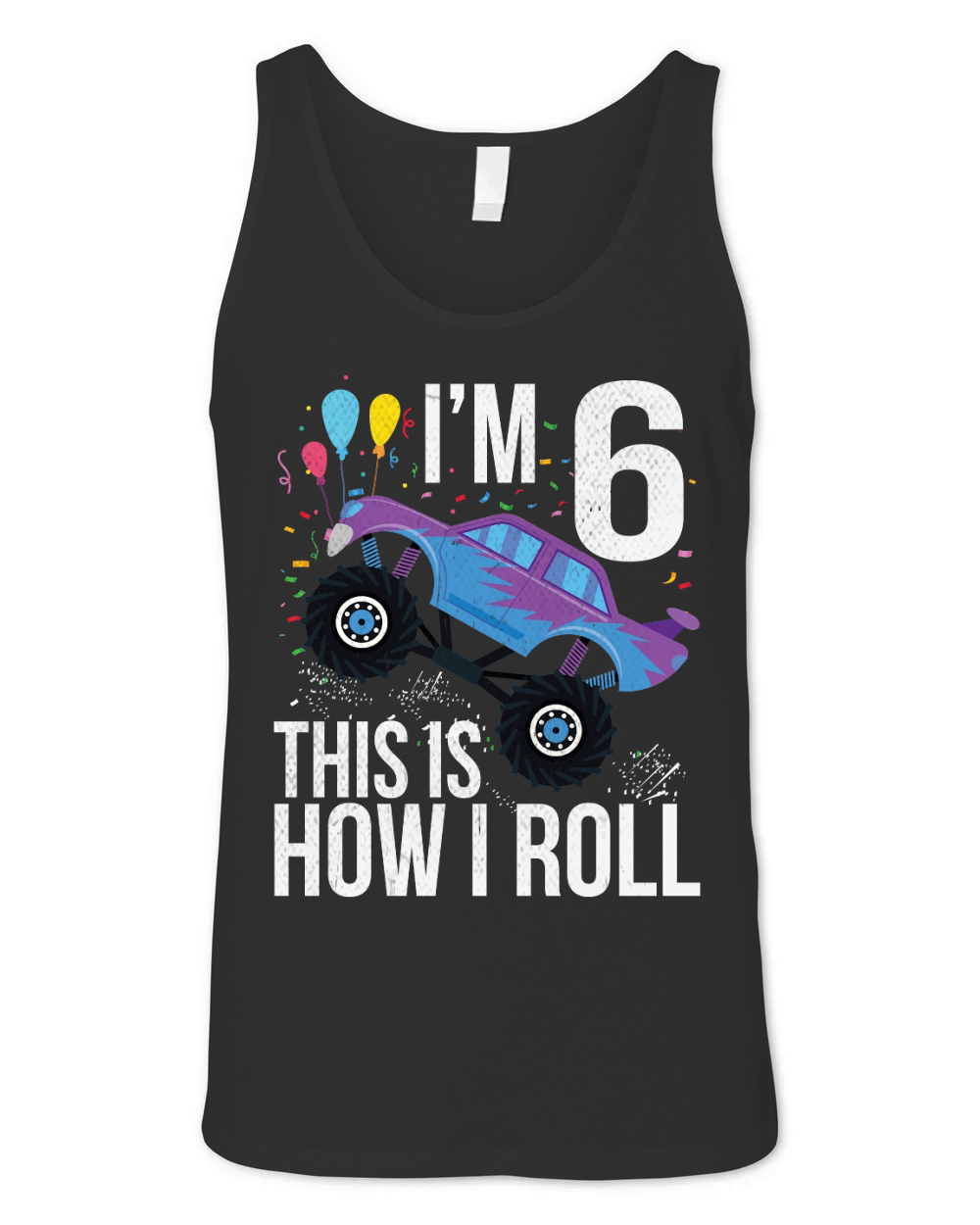 Kids 6 Year Old Shirt 6th Birthday Boy Monster Truck Unisex Jersey Tank