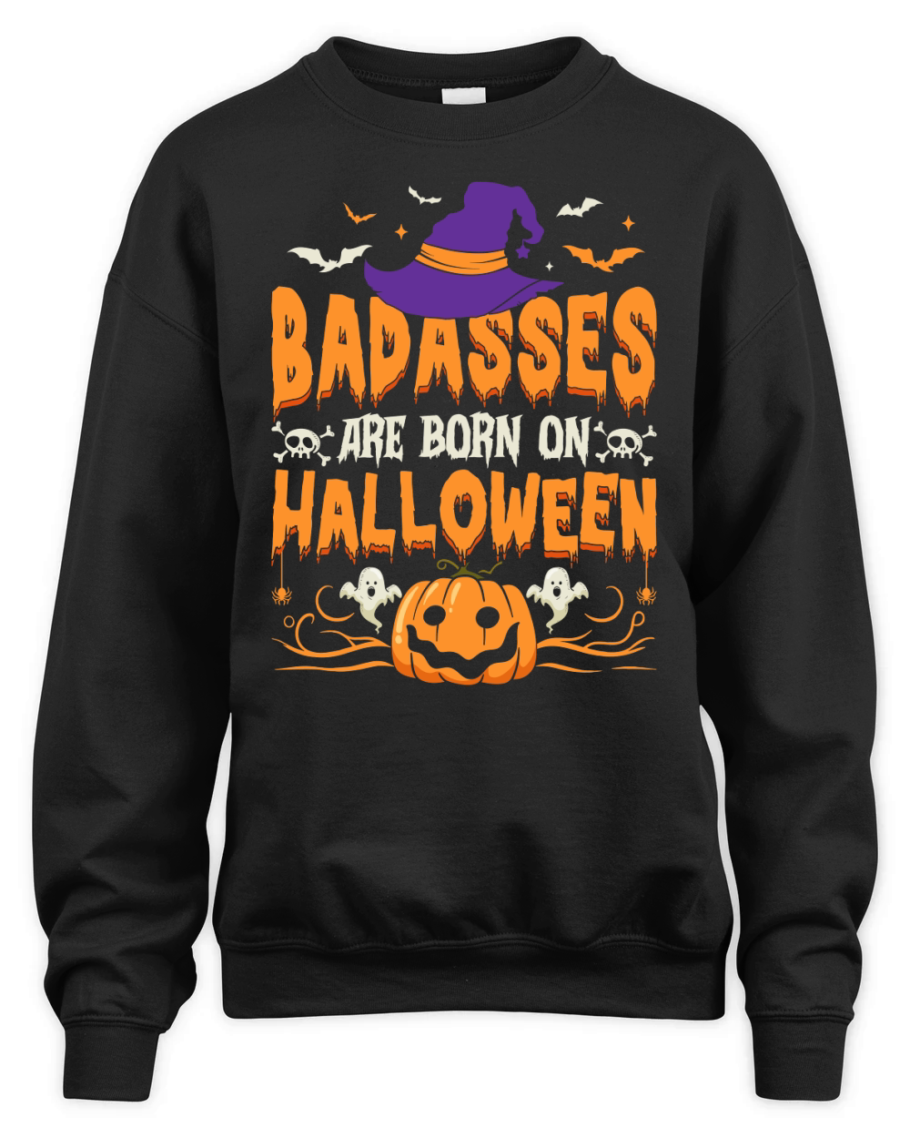 badasses are bornon halloween happy halloween Unisex Premium Crewneck Sweatshirt
