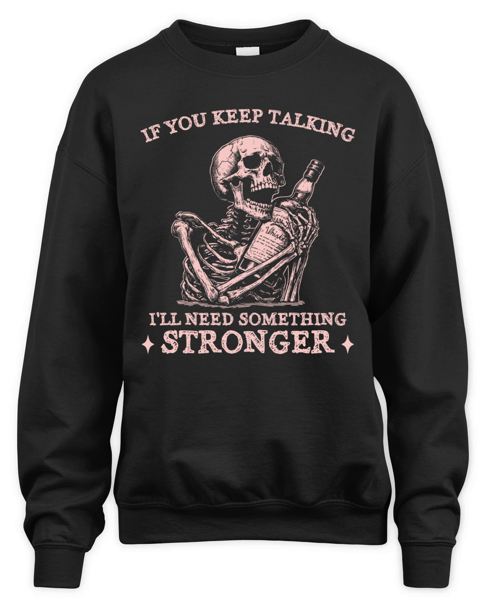 Skeleton Whiskey Halloween D Pink Unisex Premium Crewneck Sweatshirt