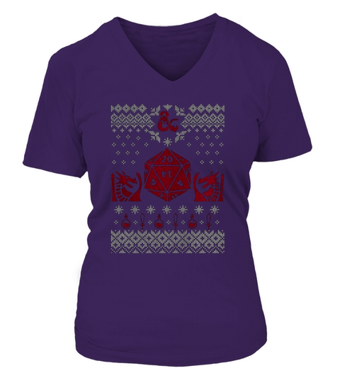 20 Sided Dice D20 Ugly Christmas V-neck T-Shirt Woman