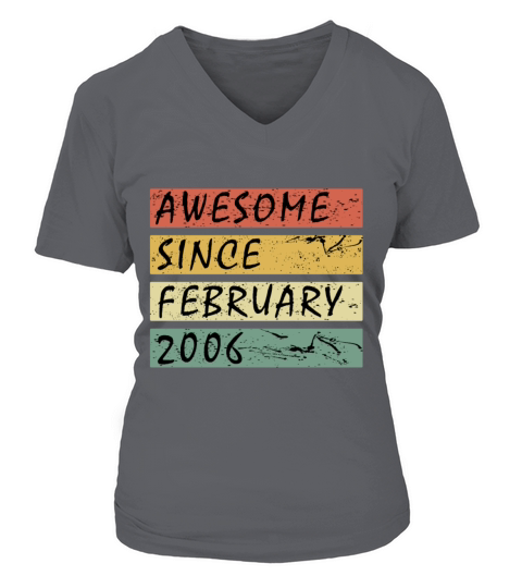 2006 vintage birthday February saying V-neck T-Shirt Woman