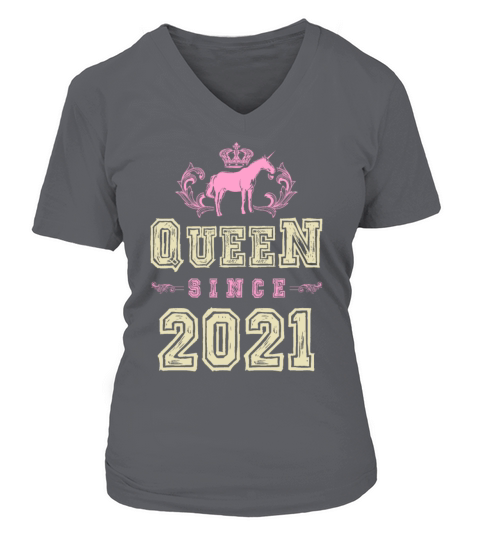 2021 Queen unicorn V-neck T-Shirt Woman