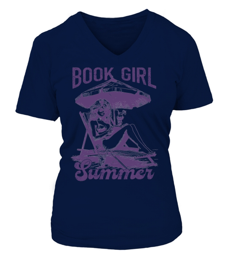 Book Girl Summer L Violet V-neck T-Shirt Woman