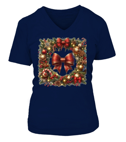 Christmas Coquette Bow Png Clipart (3) V-neck T-Shirt Woman