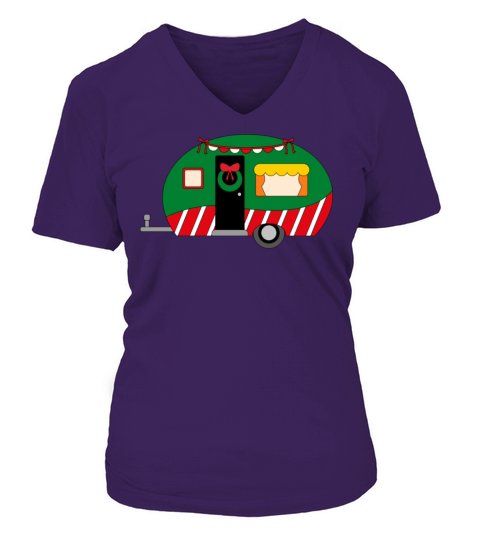 Christmas Happy Camper V-neck T-Shirt Woman