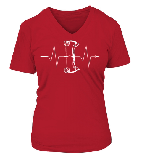 Compound Bow Archer Heartbeat Pulse Motif V-neck T-Shirt Woman