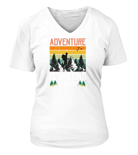 Hiking   Adventure is waiting for you V-neck T-Shirt Woman
