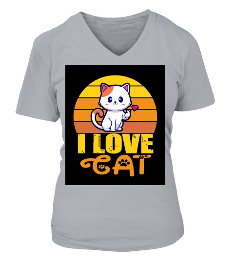 I love Cat V-neck T-Shirt Woman