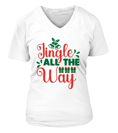 Jingle All The Way Merry Christmas V-neck T-Shirt Woman