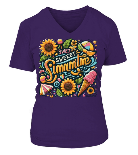 Sweet Summer Time 03 V-neck T-Shirt Woman