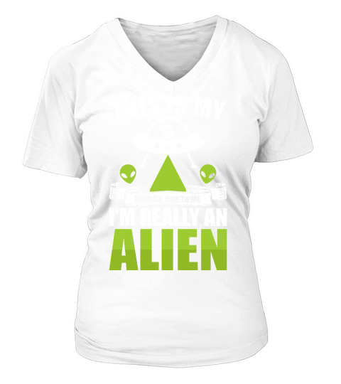 Vintage UFO Alien This Is My I Am Really An Alien V-neck T-Shirt Woman