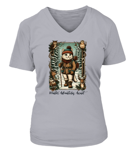 Winter Adventures Await V-neck T-Shirt Woman