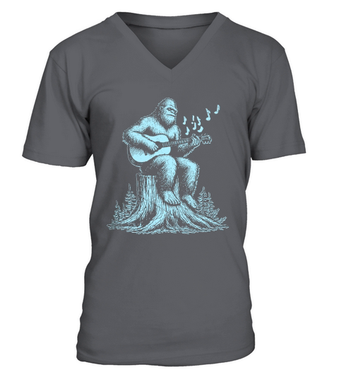 Bigfoot Playing Guitar L Sky GR V-Neck T-shirt