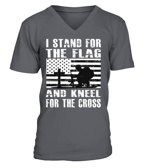 I Stand For The Flag And Kneel For The Cross Shirt V-Neck T-shirt