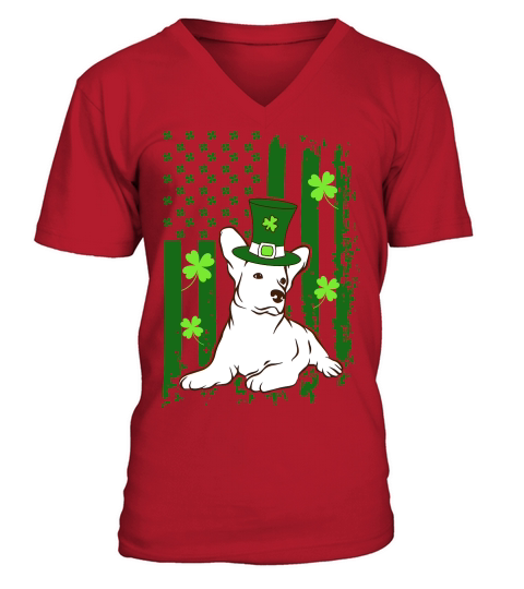 Saint Patricks Day American Flag Dogs Lover Shirt V-Neck T-shirt