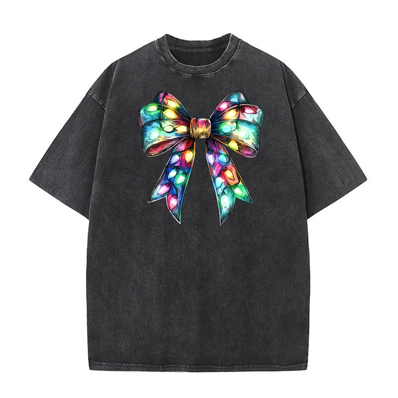 Christmas Bow 8 Washed T-Shirt