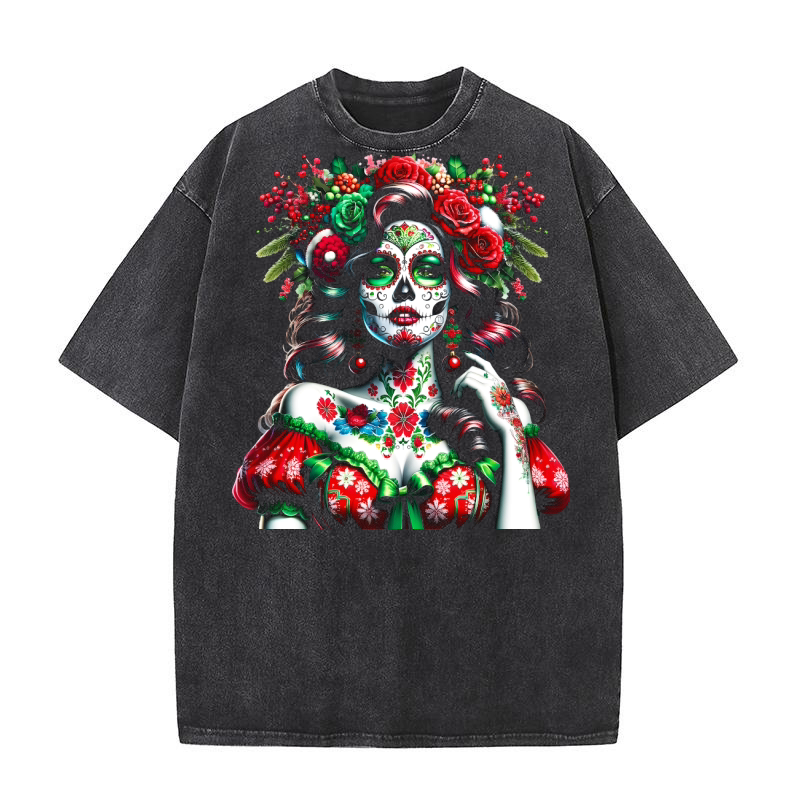 Christmas Day of the Dead 2 Washed T-Shirt