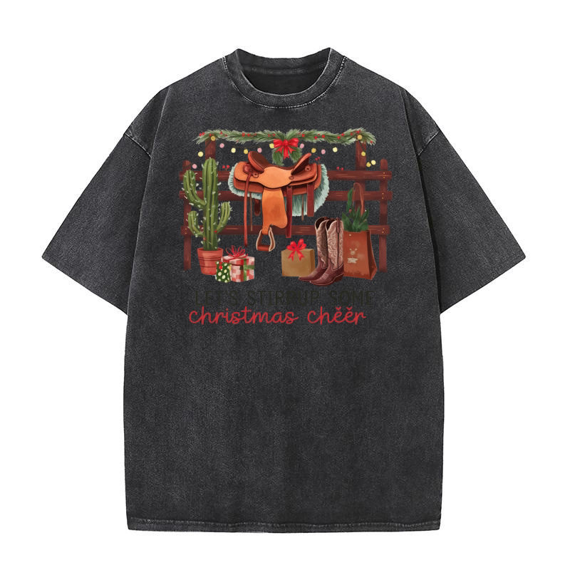 Lets stirrup some Christmas cheer Washed T-Shirt