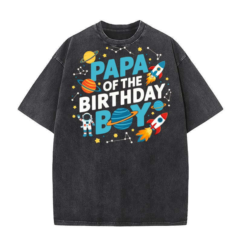 Papa of the birthday boy Washed T-Shirt
