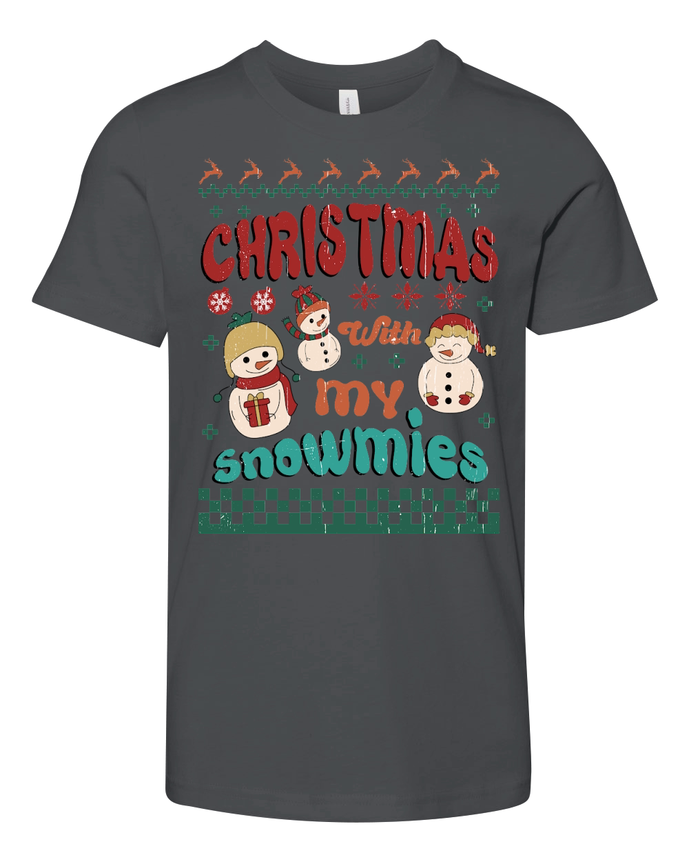 Christmas With My Snowmies Ugly Christmas Youth Unisex Jersey Tee
